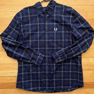 Fred Perry Midnight Plaid Long Sleeve Button Down Shirt XL